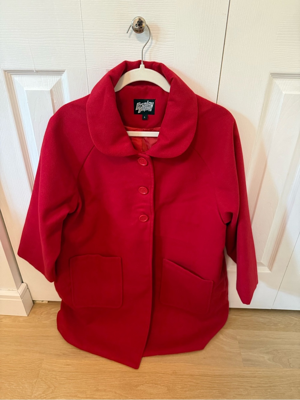 Red Women's Coat - Classic Button Jacket
